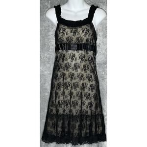 Killah Black Lace Babydoll Charge Dress Empire Waist Juniors Large Y2K Italy